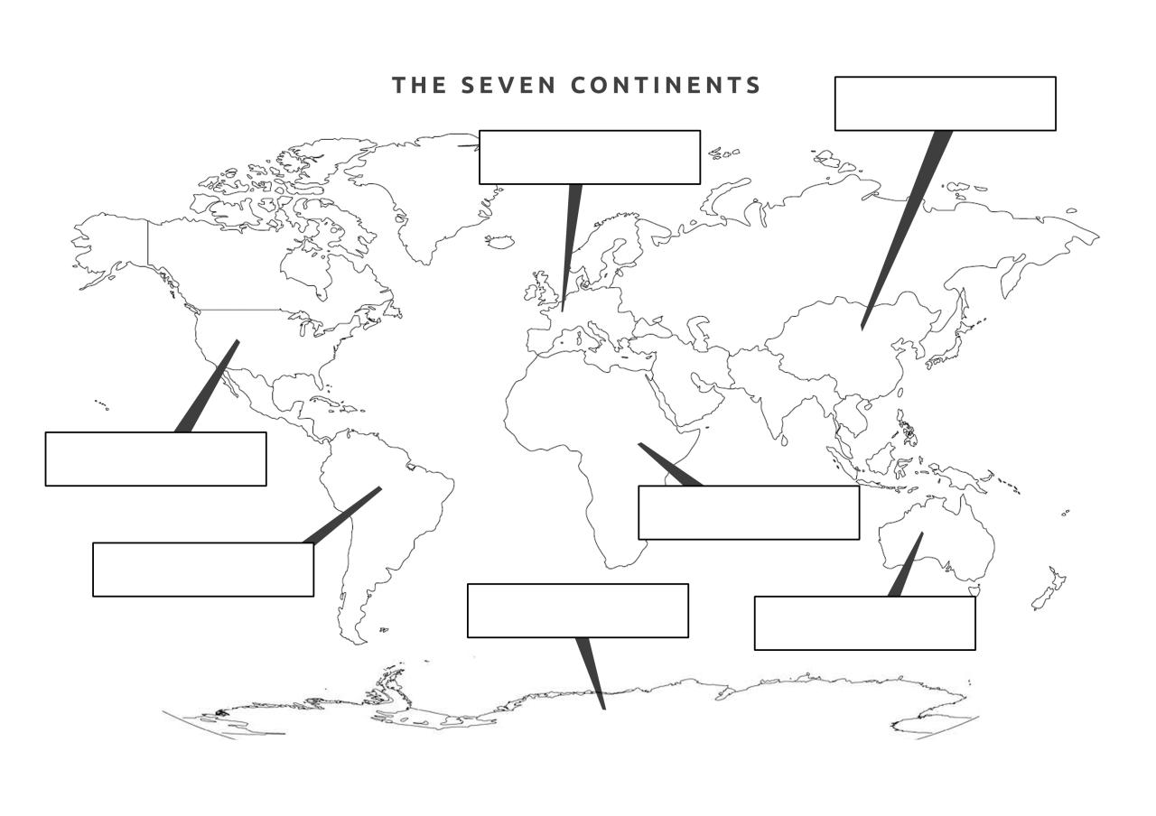 Worksheet on continents and oceans